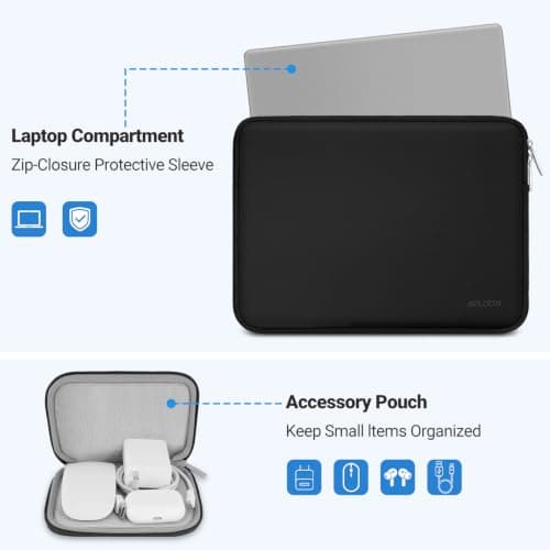 MOSISO 13.3 inch Laptop Case Neoprene Sleeve with Small Bag,Black — view 2