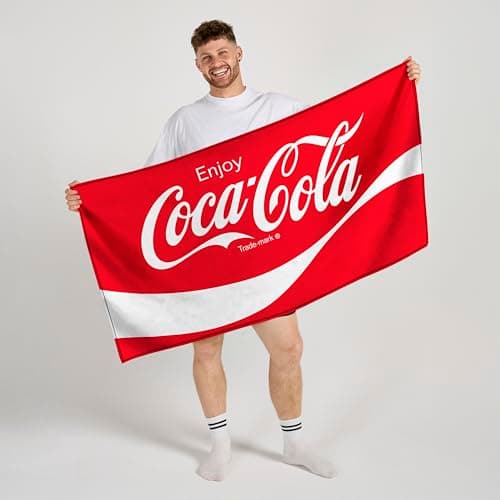 The Gift Scholars Officially Licensed Coca-Cola Classic Red Logo Beach Towel, 140 x 70 cm, Large, Signature Coke Design, Holiday Pool — view 2