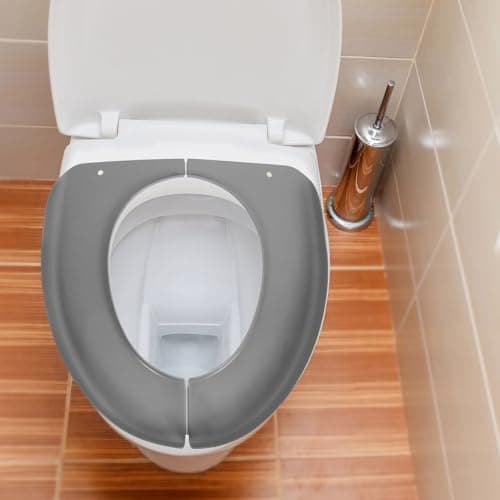 Homoyoyo Portable Foldable Toilet Seat Cover Cushion Waterproof Plastic Adult Toilet Cushion for Public Restrooms and Home Use Nordic Gray Travel Camping Restrooms — view 5