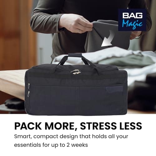 Bordlite 30" Extra Large Wheeled Holdall – Heavy-Duty 2-Wheel Travel Bag with Extendable Handle, Spacious Duffel Luggage for Holidays, Camping, Sports or Weekend Trips – Black — view 5