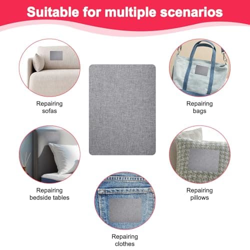 2 Pcs Grey Canvas Repair Patch, 20X28cm Self-Adhesive Canvas Repair Patches for Sofs & Tents, Waterproof Fabric Repair Kit, Adhesive Fabric Repair Patches for Sofas Tents Furniture Car Seats — view 5