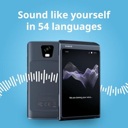 Vasco Translator Q1 | AI Voice Cloning Language Translator Device | 113 Languages | Free Lifetime Internet in Nearly 200 Countries | Slate Blue — view 3