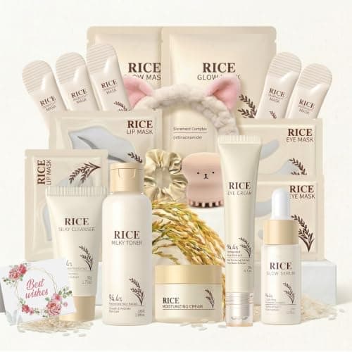 20PCS Rice Skincare Set for Women, Face Care & Pamper Gift Set