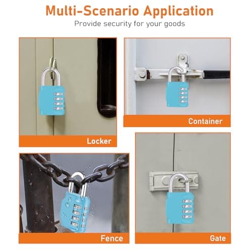 NAGE Combination Padlock, Code Padlock 4 Digit (2P, Sky Blue) — view 6