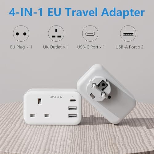 Mscien 2 Pack UK to European Plug Adapter with USB-C, EU Travel Plug — view 2