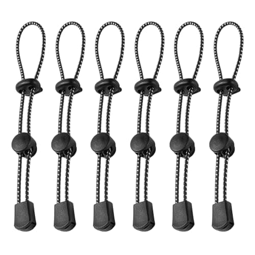 FUIPVGI 6 Pcs Bungee Cord, Backpack Elastic Rope Fixing Buckle, Trekking Pole Fastening Cord, Backpack Walking Stick Holder Trekking Hiking Pole Attachment Cord Rope, Hiking Stick Holder Rope (Black)