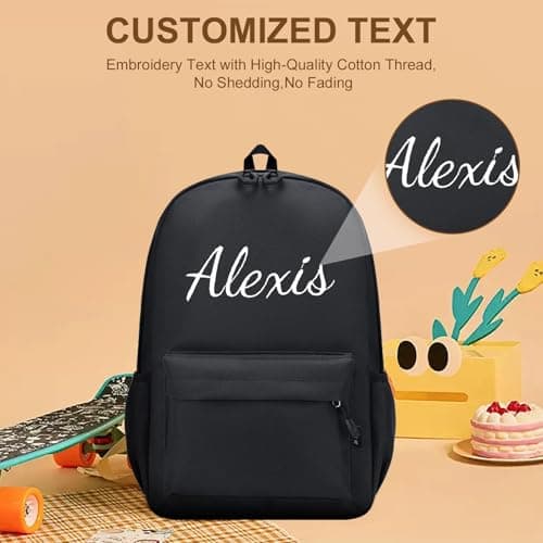 Personalized Toddler Backpack, Custom Kids Backpack, Black — view 2