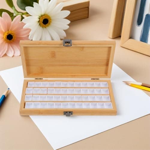 OUNONA 48-grid Compact Plastic Watercolor Palette Box with Lid for Artists Portable Mixing Tray with Grid Design for Home Storage and Travel Painting Kit — view 6