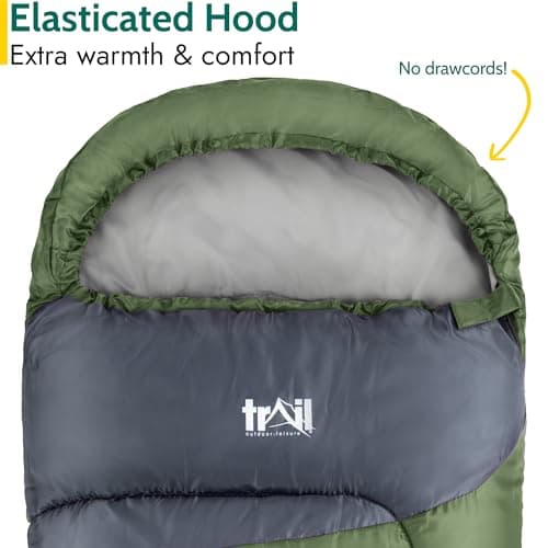 Trail Kids Sleeping Bag Mummy Shape 3 Season Camping 300gsm Boys Girls with Lightweight Rucksack Bag (Khaki) — view 4