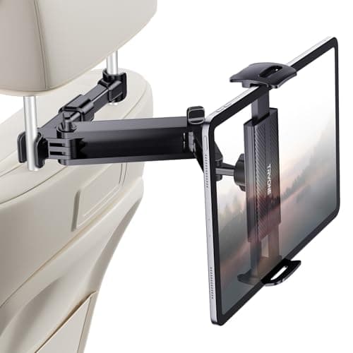 TRYONE Car Headrest Tablet Holder Mount Stretchable Backseat Tablets Stand for Kids, Car Seat Mounts Compatible with iPad Pro 12.9 Air Mini, iPhone, Galaxy Tab, Switch, All 4.7-12.9" Screen Devices