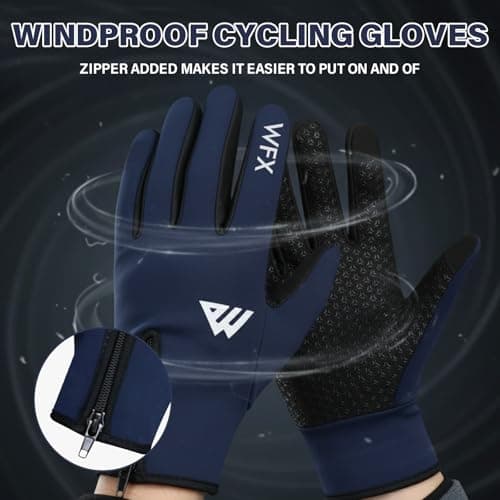 WESTWOOD FOX WFX Winter Gloves Touch Screen Anti Slip Warm Gloves Windproof Thermal Sports Cycling Glove for Men & Women Outdoor bike Glove for Running Camping Driving (Navy Blue, Xlarge) — view 3