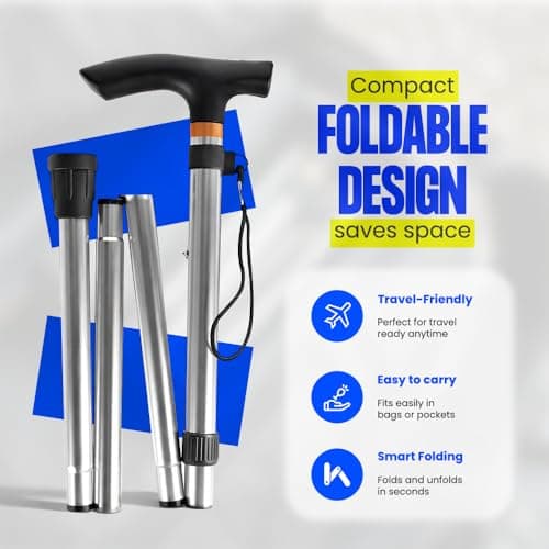ZOPPER Foldable Aluminium Walking Stick Silver 92cm for Men & Women — view 3
