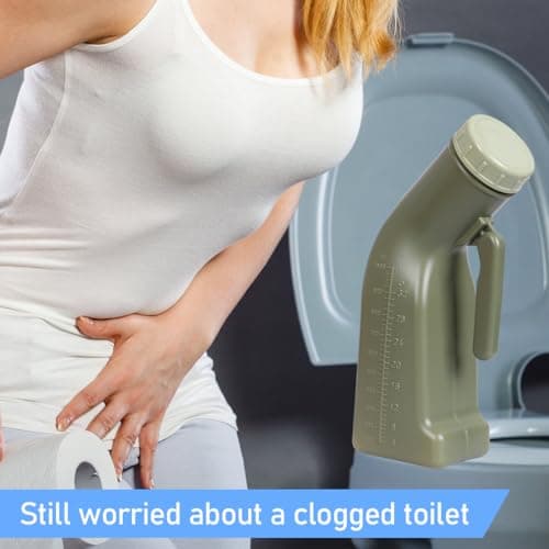 Male Urinals Leakproof Portable Urinal Toilet Travel Urine Bottle with Screw Top Lid Plastic Pee Pot Bed Pan for Car Camping Outdoor 1L — view 3