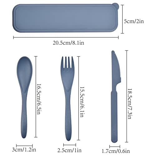 Travel Cutlery Set with Case, Reusable Plastic Cutlery Set — view 3