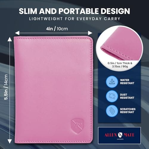ALLEN & MATE Passport Holder Travel Wallet, 100% Leather RFID Blocking Travel Document Organiser for Men & Women — view 3