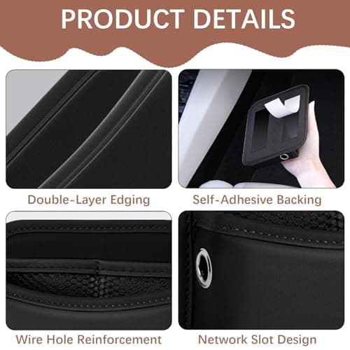 Napa Leather Car Side Pocket Organizer, Universal Front Seat Console Pocket, Car Gap Filler Storage Box for Phone Keys Coins Glasses (Black) — view 3