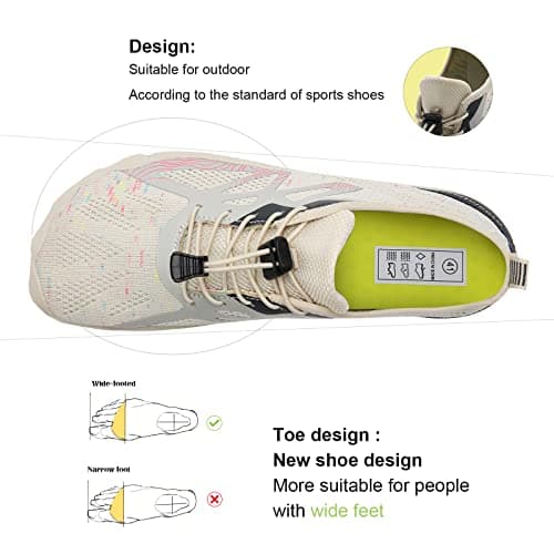 Barefoot Shoes Men Women Water Shoes Wide Lightweight Walking Shoes(A Beige,5UK) — view 4