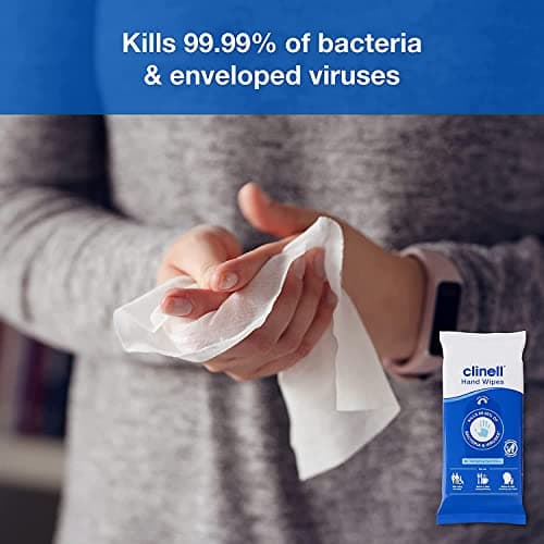Clinell Antimicrobial Hand Wipes - Sanitising for Cleaning & Disinfecting, Travel-Friendly - Dermatologically Tested, Kills 99.99% of Bacteria & Viruses - Pack of 30, Blue — view 3