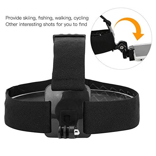 Adjustable Head Mounted Mobile Phone Holder, First-Person View Video Outdoor Live Shooting Bracket with Clip Plastic Black Elastic Head Harness Strap Action Camera Headband Mount — view 6