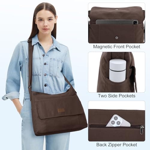 Chase Chic Canvas Messenger Bag, Large Crossbody Satchel Bags for Women Men — view 5