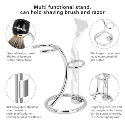 Shaving Brushes Kit For Men, 4 In 1 Shaving Brush Set Includes Badger Hair Shave Brush, Stainless Steel Shaving Bowl, Shaving Stand and Soap — view 3