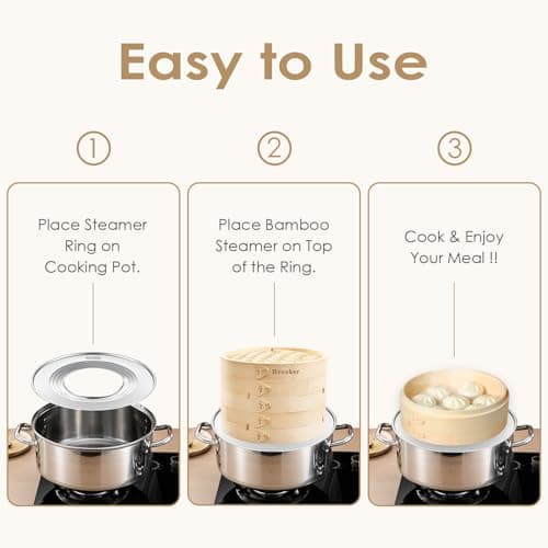 Stainless Steel Steamer Ring, Fits 7 to 12-Inch Bamboo Steamer Baskets, Steaming Adapter for Asian Food, Cooking for Dumpling, Dim Sum, Rice, Veggie, Vegetable, Steam Pot — view 4