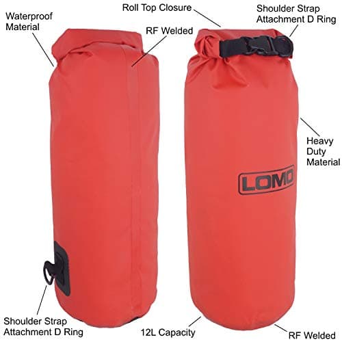 Lomo 12L Barrel Rolltop Dry Bag with Shoulder Strap - Red Kayak Hatch — view 2