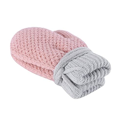 Kids Toddlers Thermal Gloves Mittens Winter Warm Thick Knitted Gloves with String Fluffy Full Finger Mittens Baby Fleece Lined Gloves Hanging Neck Mittens with Anti-Lost String for Boys Girls Age 1-4 — view 4