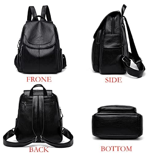 HQQN Women Backpacks Designer Soft Leather Fashion Back Bag Female Travel Bags Backbags,Gold — view 3