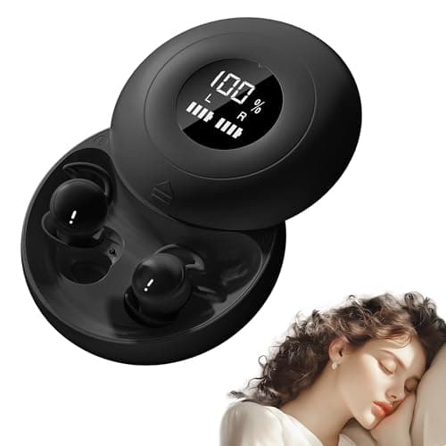 sunvito Sleep Earbuds Bluetooth 6.0 for Side Sleepers, LED Screen, Black