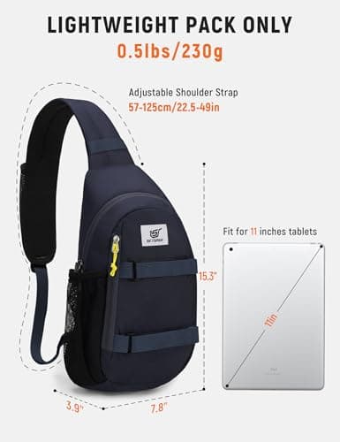 SKYSPER Sling Bag Anti-Theft RFID Crossbody Bag Travel Cross Body Backpack Shoulder Hiking Sling Daypack(Navyblue) — view 5