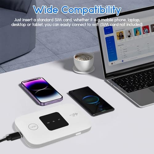 4G/5G MiFi Router,Portable Wifi Travel Router with SIM Card Slot,Pocket 4G LTE Internet Hotspot Up To 10 Users for Travel Phone Computer Laptop — view 4