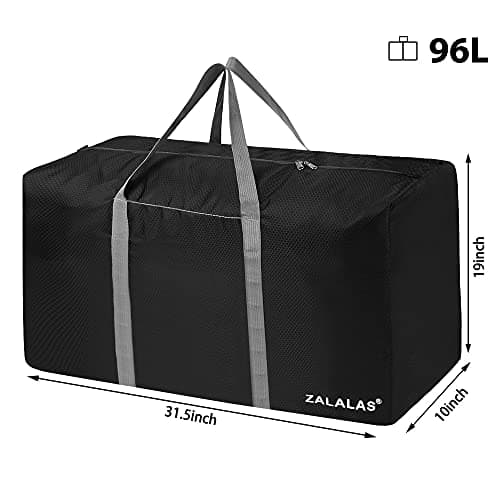 ZALALAS Travel Duffle Bag, 96L Extra Large Lightweight Holdall, Foldable Duffel for Men Women, Black — view 6