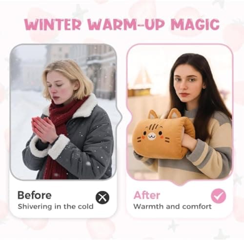 Kids Cartoon Hand Warmer Pillow-Winter Plush Hand Pillow Hand Warmer, Soft Cotton Kids Travel Pillows (A) — view 5