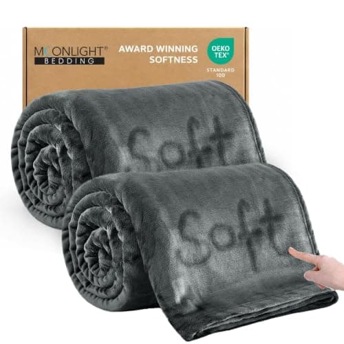 MOONLIGHT20015 Silk Touch Warm 2 Pack Fleece Blankets - 400 GSM Throws for Sofa Fluffy Blanket Bed Throw for Bedroom, Couch, Travel, Kids, Bedroom Accessories Grey, Twin/Double (150 X 200CM)