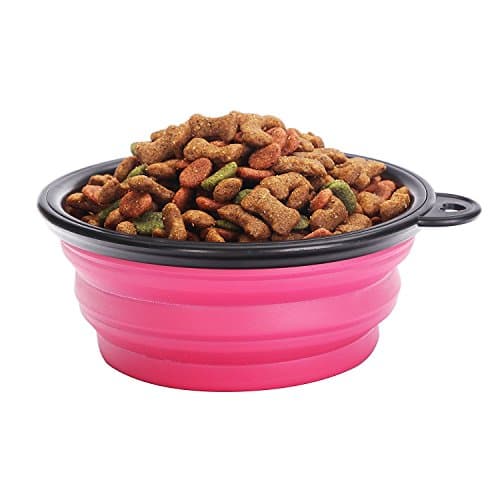 suyi Collapsible Dog Silicon Bowl,Foldable Expandable Cup Dish, for Pet Cat Puppy Food Water Feeding Portable Travel Bowl,with 6 colors(Blue,Orange,Red,Rose,Green,Yellow) — view 5