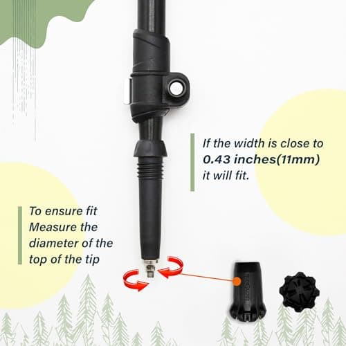TREKOLOGY Trekking Pole Tips Replacement, 8pc/Set Hiking Pole Tips, Rubber Walking Pole Tips, Rubber Tips Trekking Poles Tip Walking Stick/ 11mm Hole Diameter (New 8pc Pack) — view 4