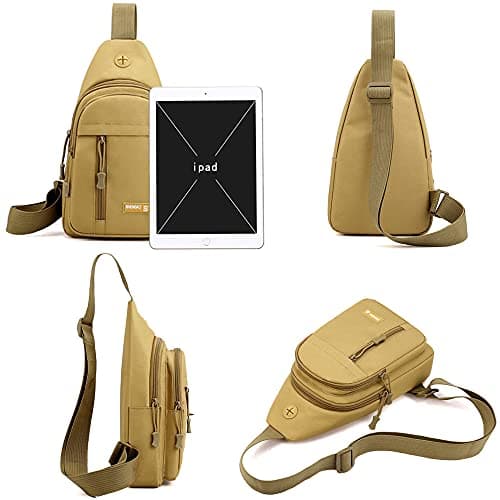 RTGGSEL Men's Waterproof Sling Bag Chest Shoulder Backpack Crossbody Bag Daypack with Earphone Hole for Travel, Hiking,Cycling (ACU Camouflage) — view 5