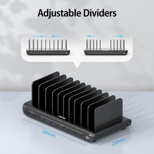 Unitek 60W 10 Port USB Charging Station for Multiple Devices & LED Display — view 4