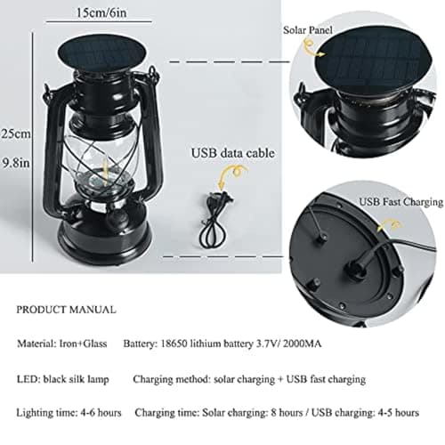 CUTEBAOO solar Lights Outdoor Garden, Hanging Flickering Metal Antique Lantern Solar Lights,Solar Vintage Lantern 4 Packs,Decor Gifts for Women Mom Grandma — view 4