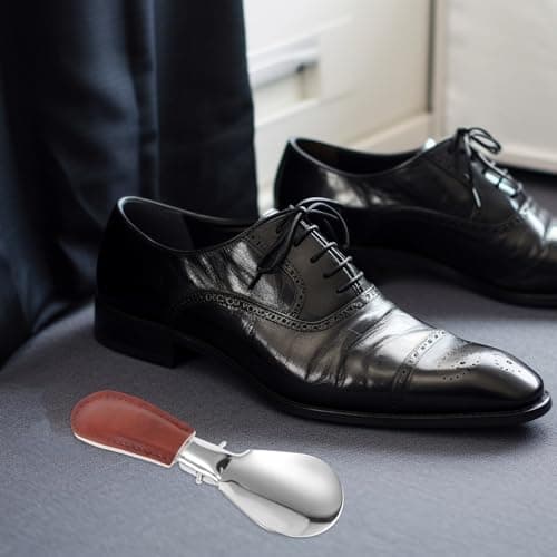 Folding Shoehorn with Fake Leather Case Portable Stainless Steel — view 6