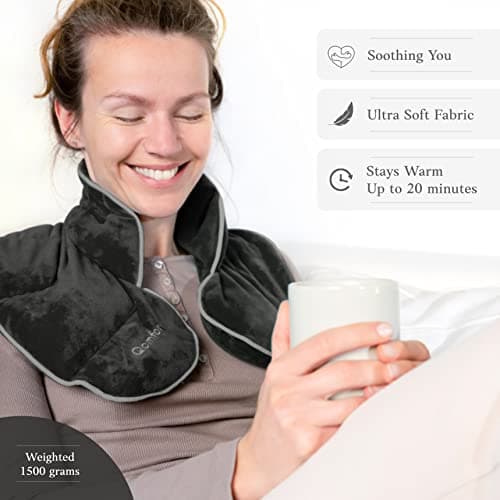 Qomfor - Microwavable Wheat Bag - Dark Grey, Lavender Scent - 1.5kg Weighted Neck/Shoulder Wrap - Heating Pad - Hot/Cold Therapy, Stress Relief, Arthritis Pain, Muscle Tension, Headache — view 4