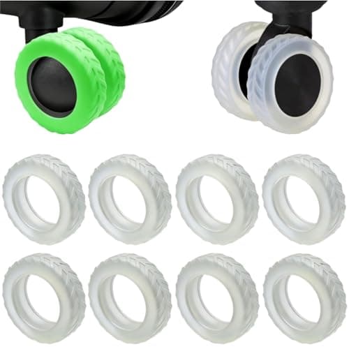 WANGWUXINSHENG 8 Pcs Silicone Suitcase Wheel Protectors, Noise-Reducing Anti-Scratch Wheel Covers & Luggage Wheel Protectors for 2-2.4 Inch Spinner Wheels, Carry-On Travel Suitcase Accessories