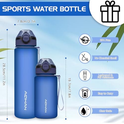 AOHAN Water Bottle 1L with Leak Proof Flip Top Lid, BPA Free Sport Drinking Bottle with Straw, Dishwasher Safe Water Bottle Non-Toxic Water Jug with Carrying Strap — view 5
