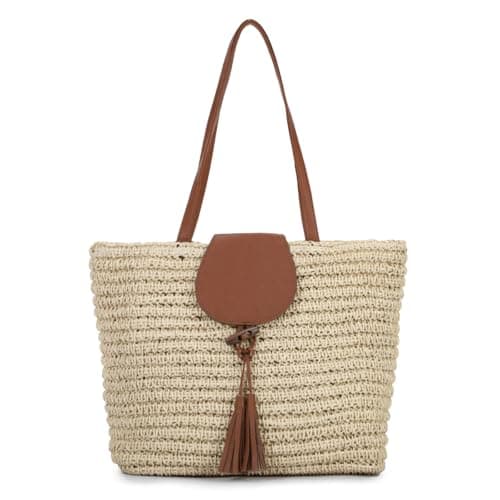 Freiesoldaten Summer Straw Tote Bag for Women Large Woven Beach Shoulder Top Handle Handbags with Tassel for Travel Vacation