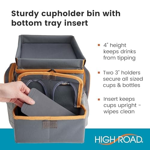 High Road CarHop Car Seat Organizer for Kids and Adults with Cup Holder Tray, Side Pockets and Cooler Compartment (Medium, Gray) — view 5