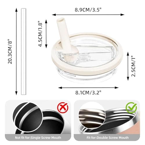 2 Pack Stanley Lid Replacement 40 oz, with Leak Proof and Flip Straw Lid, Stanley Cup Accessories,perfect for travel, fitness, and daily use. (Beige and Beige) — view 2