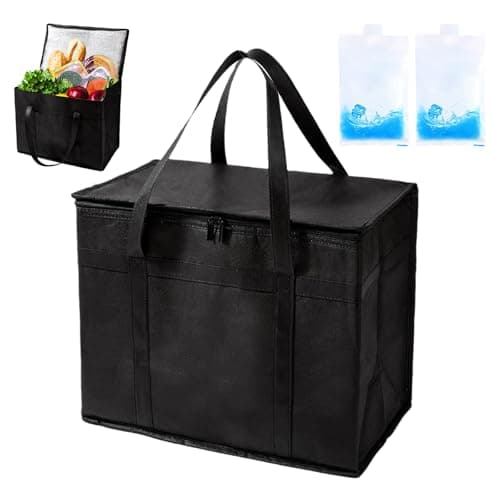 Food Delivery Bag, 31L Insulated Thermal Bag for Hot and Cold Food(Black)