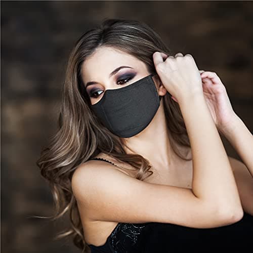 Cotton Face Mask 5 Pack | Handmade in UK Washable Reusable with Nose Wire | Filter Pocket | Adjustable Ear Loops | 3 Layers Cloth Face Masks for Women Men — view 5