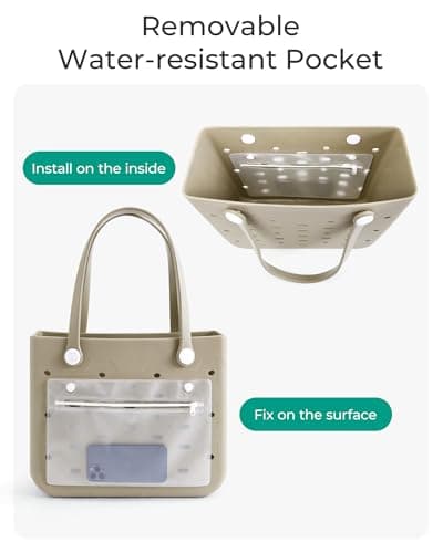 bagsmart Beach Bag for Women, Water-resistant Rubber Tote Bag with DIY Accessories and detachable wet pocket, Sandproof Vacation Essentials for Summer Swim Cruise Pool — view 5